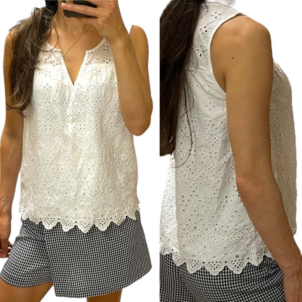 Gap eyelet top white size S 100% cotton breathable summer vacation top